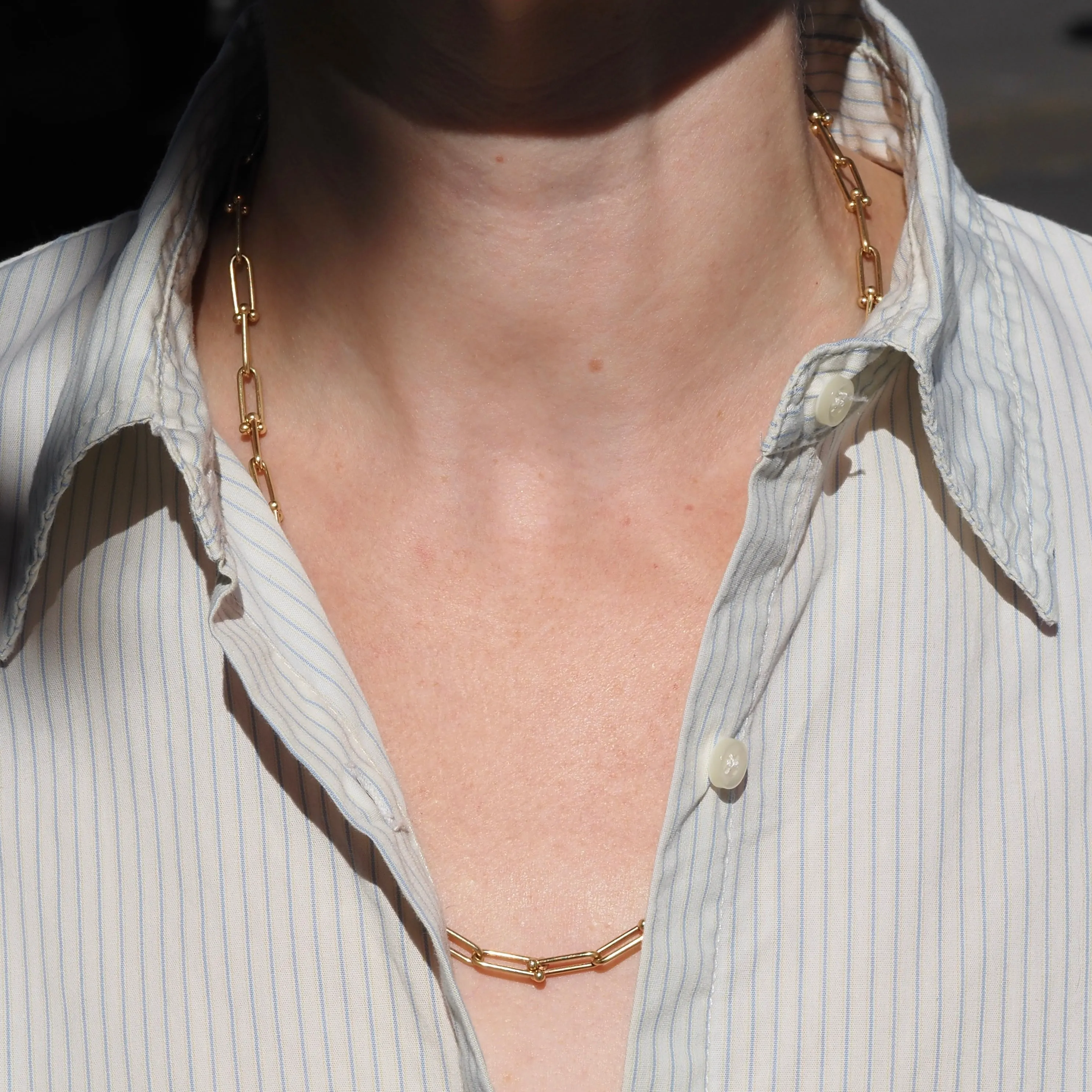 14k Gold Stirrup Chain Necklace