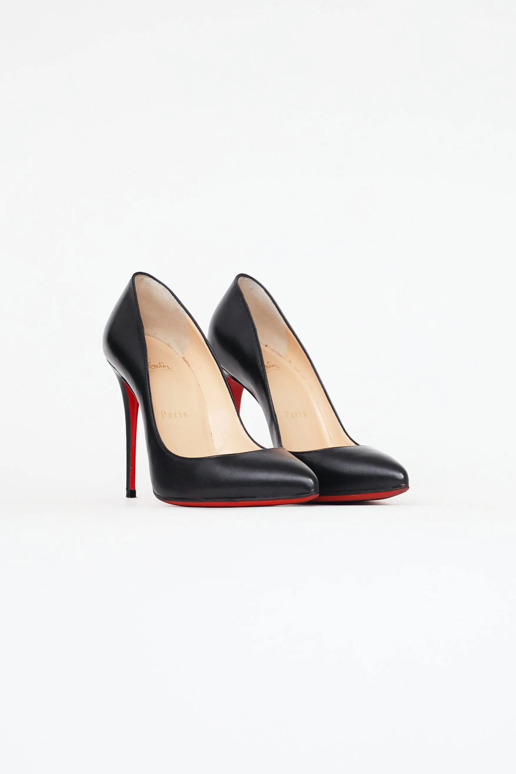 Black Leather Pigalle 100 Pump