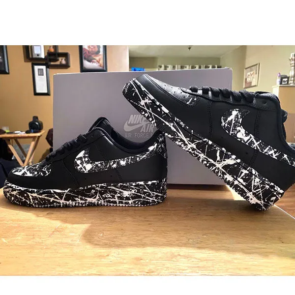 Black White Hand Painted Splash Custom Air Force 1