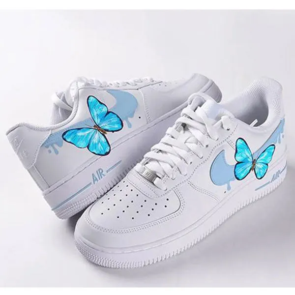 Blue Butterfly Graffiti Custom Air Force 1