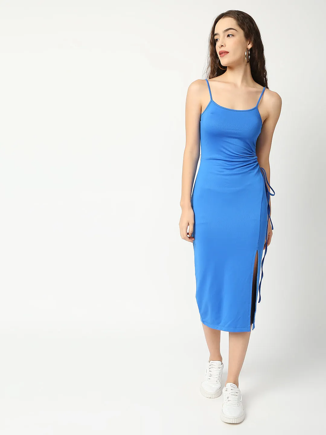 Disrupt Women Royal Blue Side Tie-up Detail Strappy Midi Dress