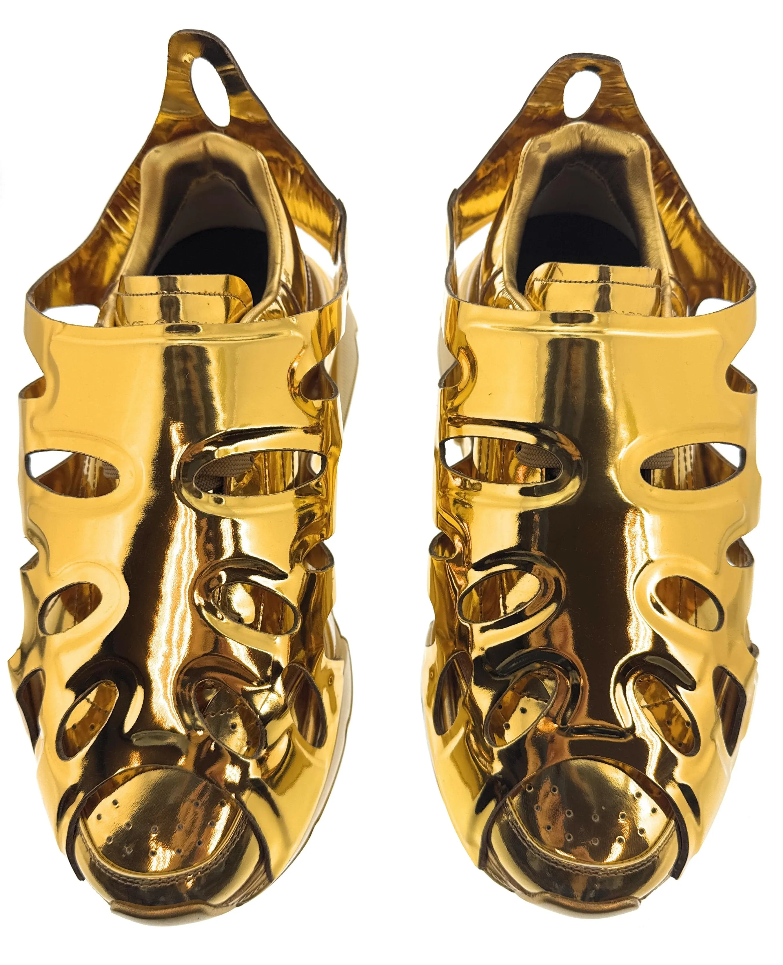 Dolce & Gabbana Metallic Gold Cage Sneakers Luxury Statement Shoe-EU44