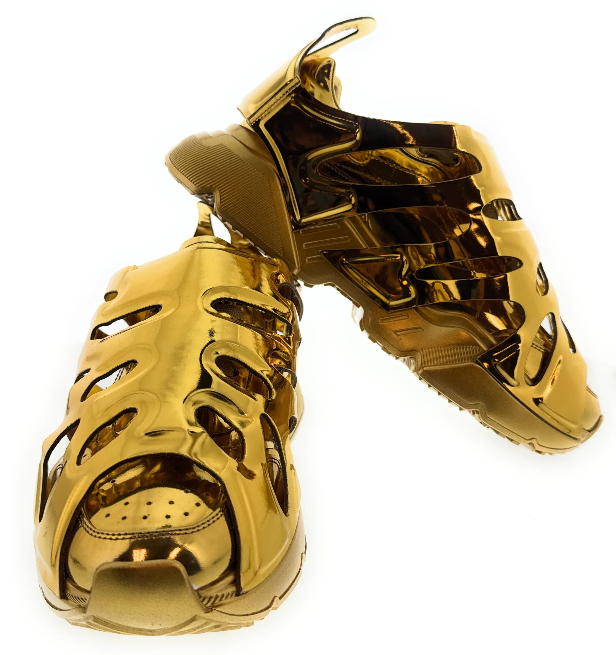 Dolce & Gabbana Metallic Gold Cage Sneakers Luxury Statement Shoe-EU44
