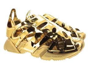 Dolce & Gabbana Metallic Gold Cage Sneakers Luxury Statement Shoe-EU44