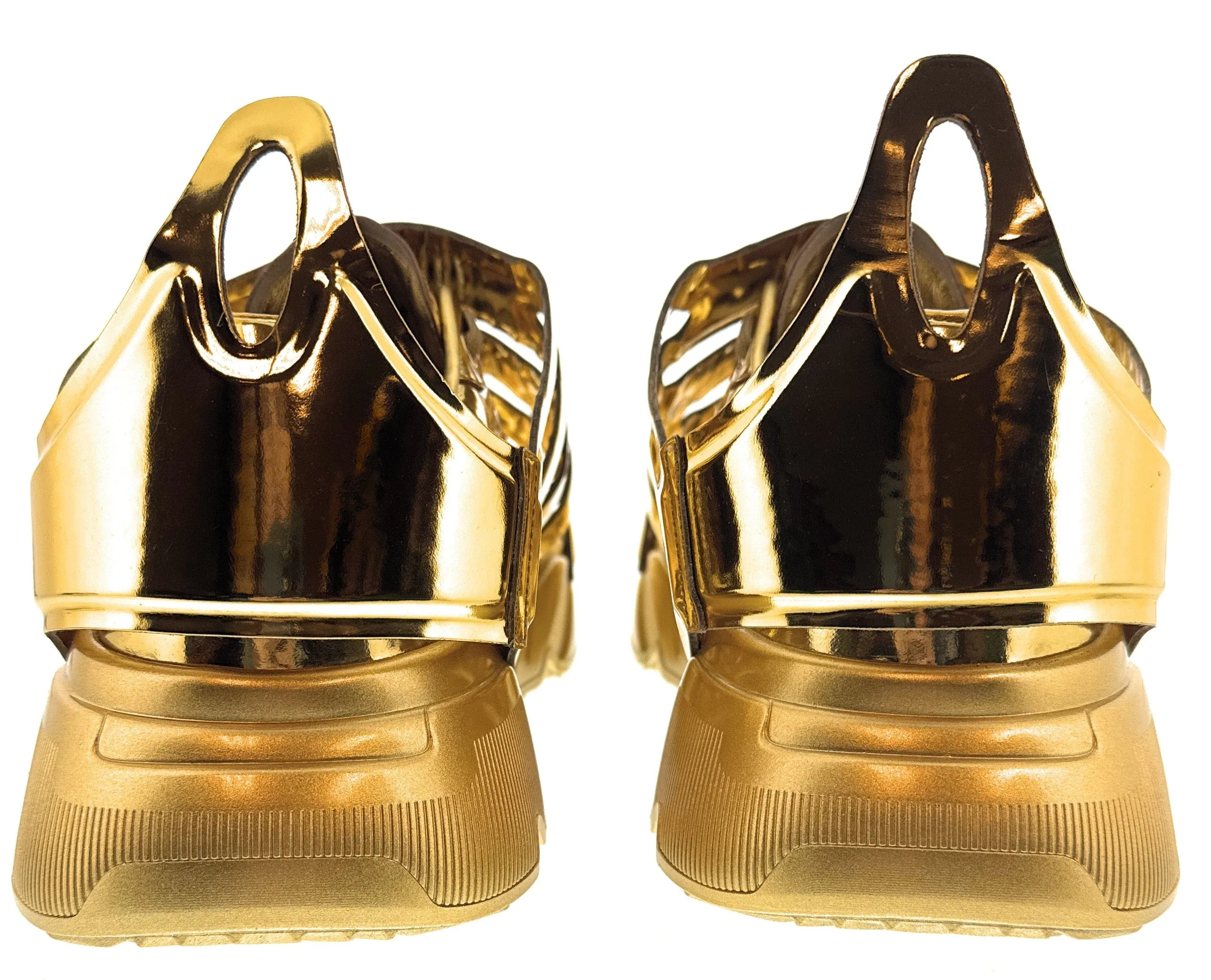 Dolce & Gabbana Metallic Gold Cage Sneakers Luxury Statement Shoe-EU44