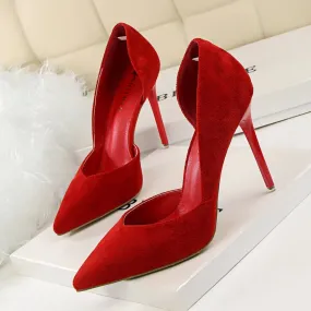 Elegant Suede Pointed Toe Slip On Pumps