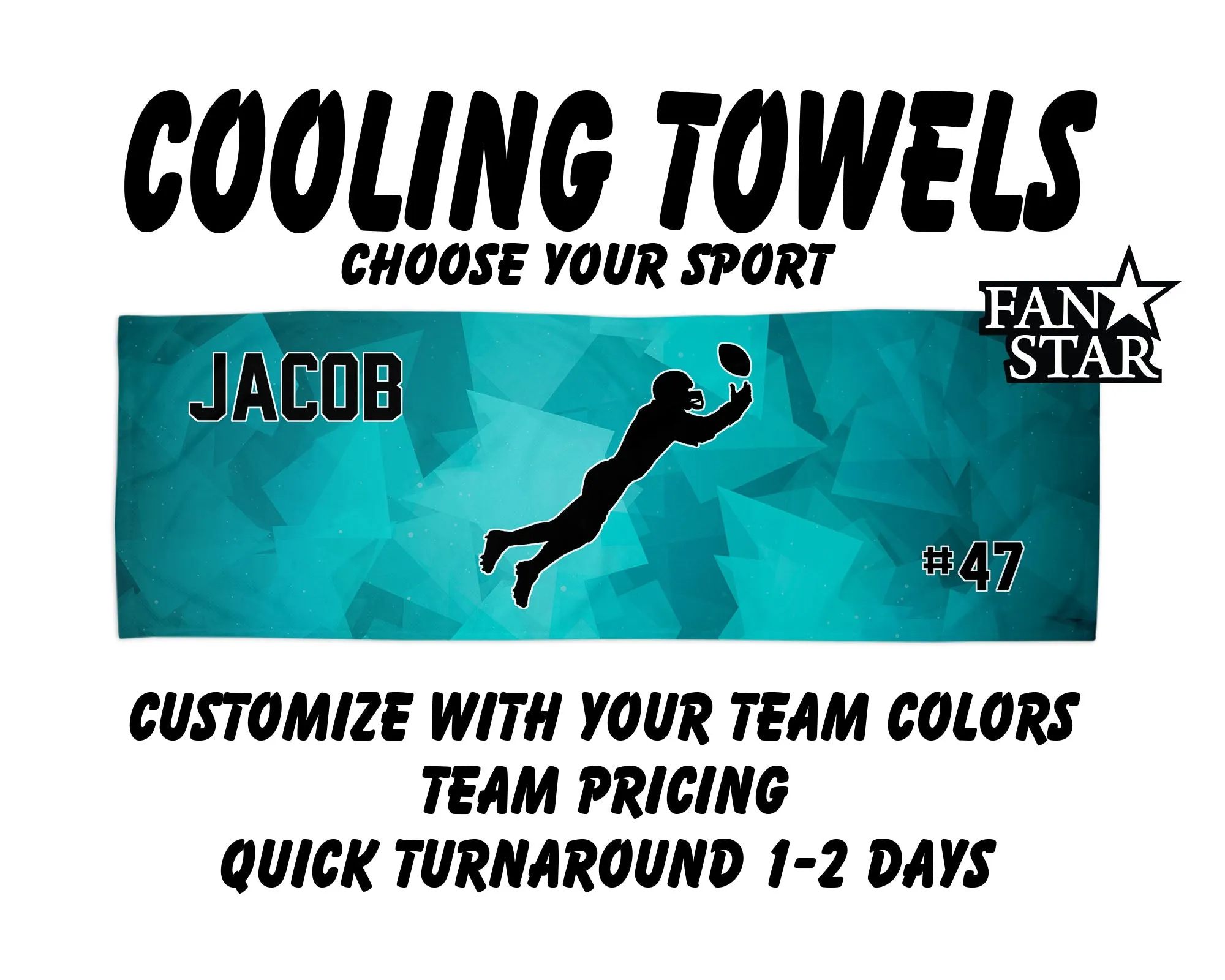 Football Cooling Towel with Watercolor Background