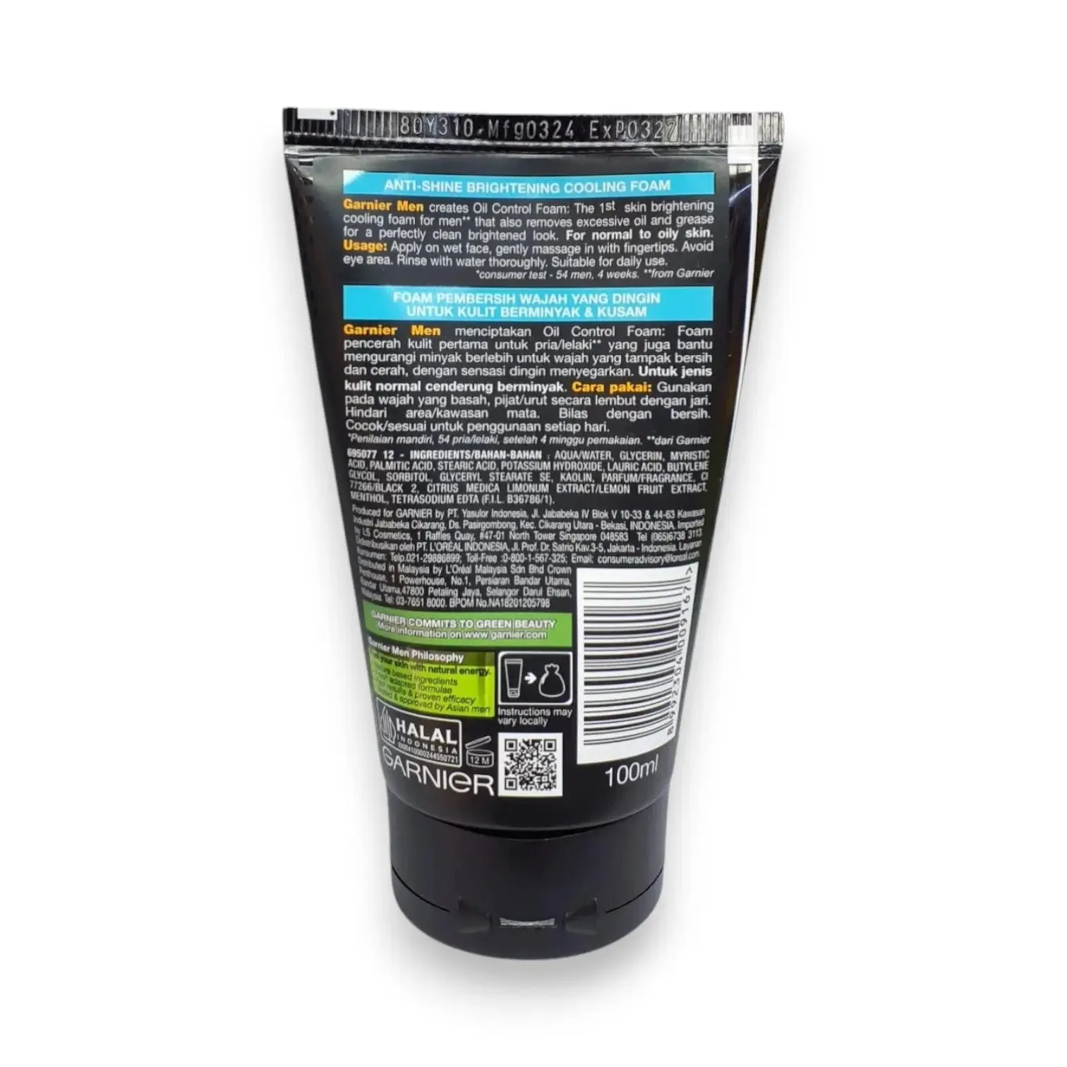 Garnier Men Oil Control Brightening Foam 100ml
