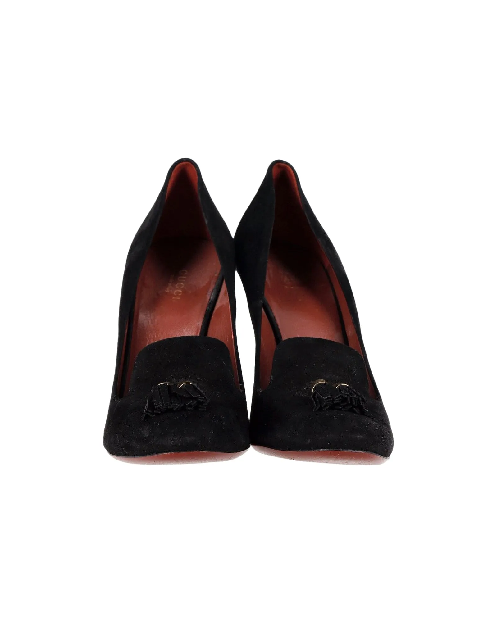 Gucci Tasseled High Heel Pumps in Black Suede