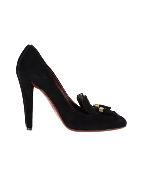 Gucci Tasseled High Heel Pumps in Black Suede