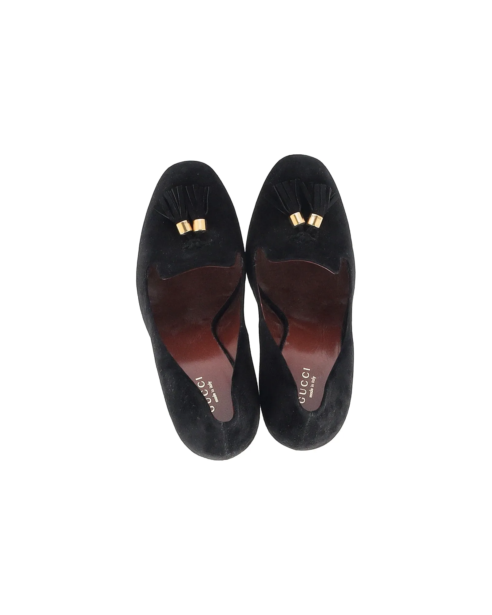 Gucci Tasseled High Heel Pumps in Black Suede