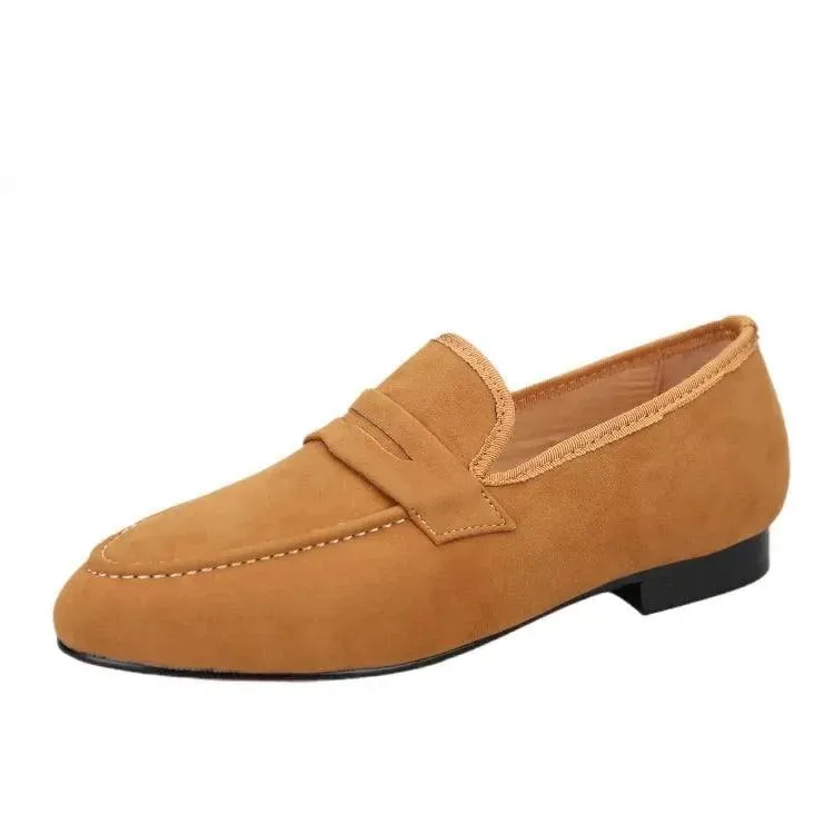 Kids Loafers Velvet Parent-Child Penny Loafers with Vibrant Red Outsoles