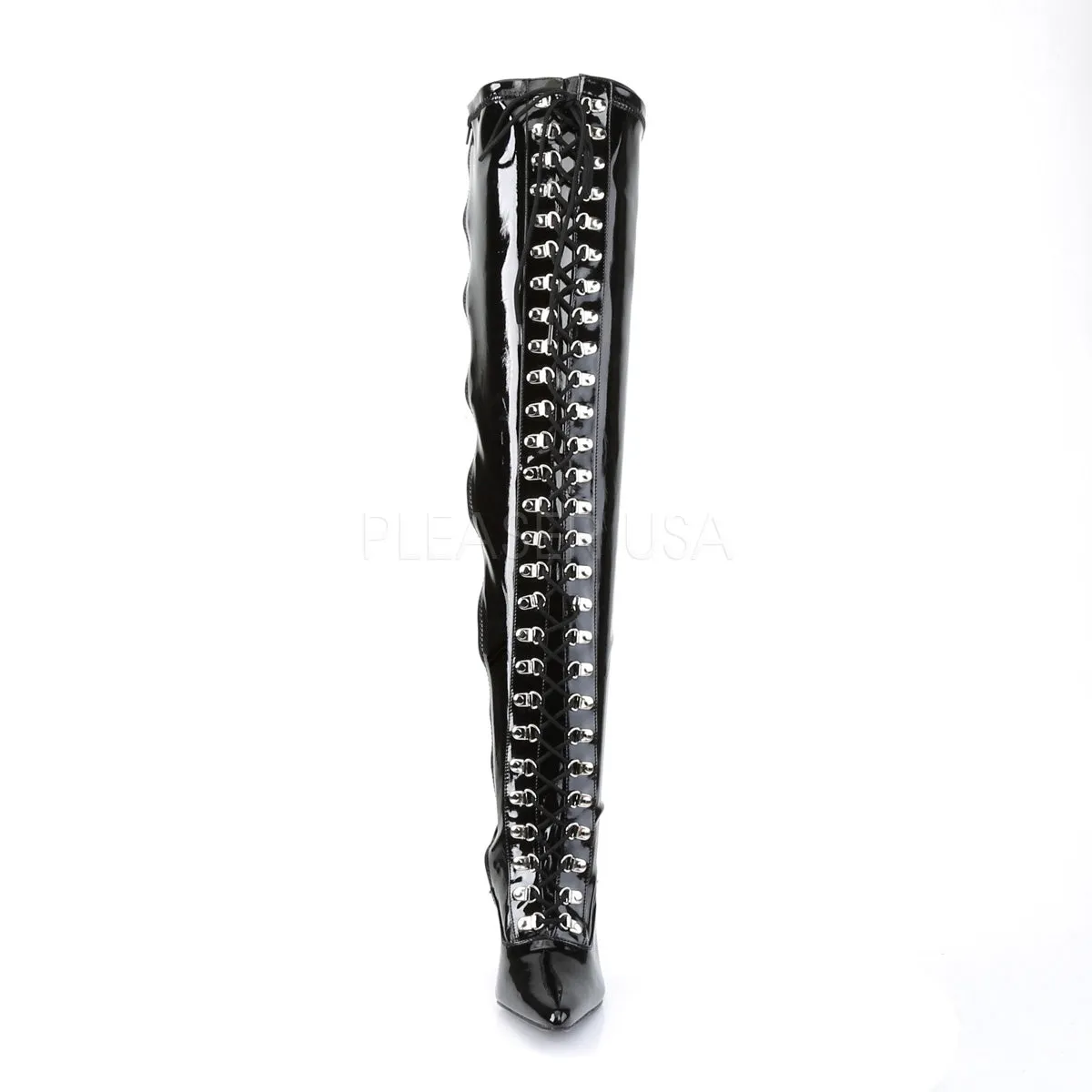 Plus Size Lace-Up Thigh High Boots with 4-inch Heels DOM3024X