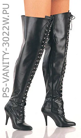 Plus Size Thigh High Lace-Up Boots with 4-inch Heel VANITY-3022WS