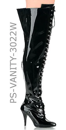 Plus Size Thigh High Lace-Up Boots with 4-inch Heel VANITY-3022WS