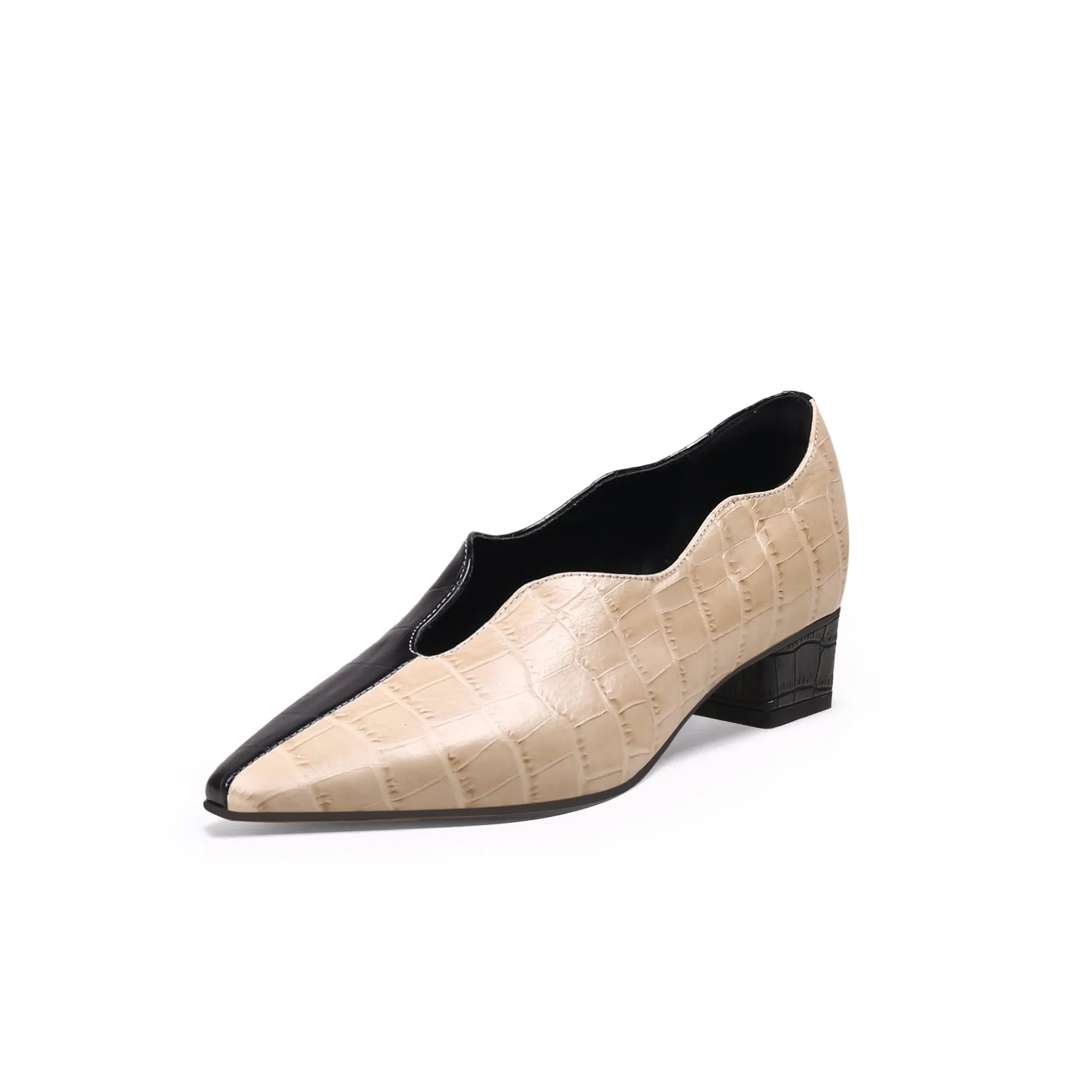 Scalloped Block Heel Pumps