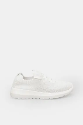 Senior Girls White Fly knit Trainer