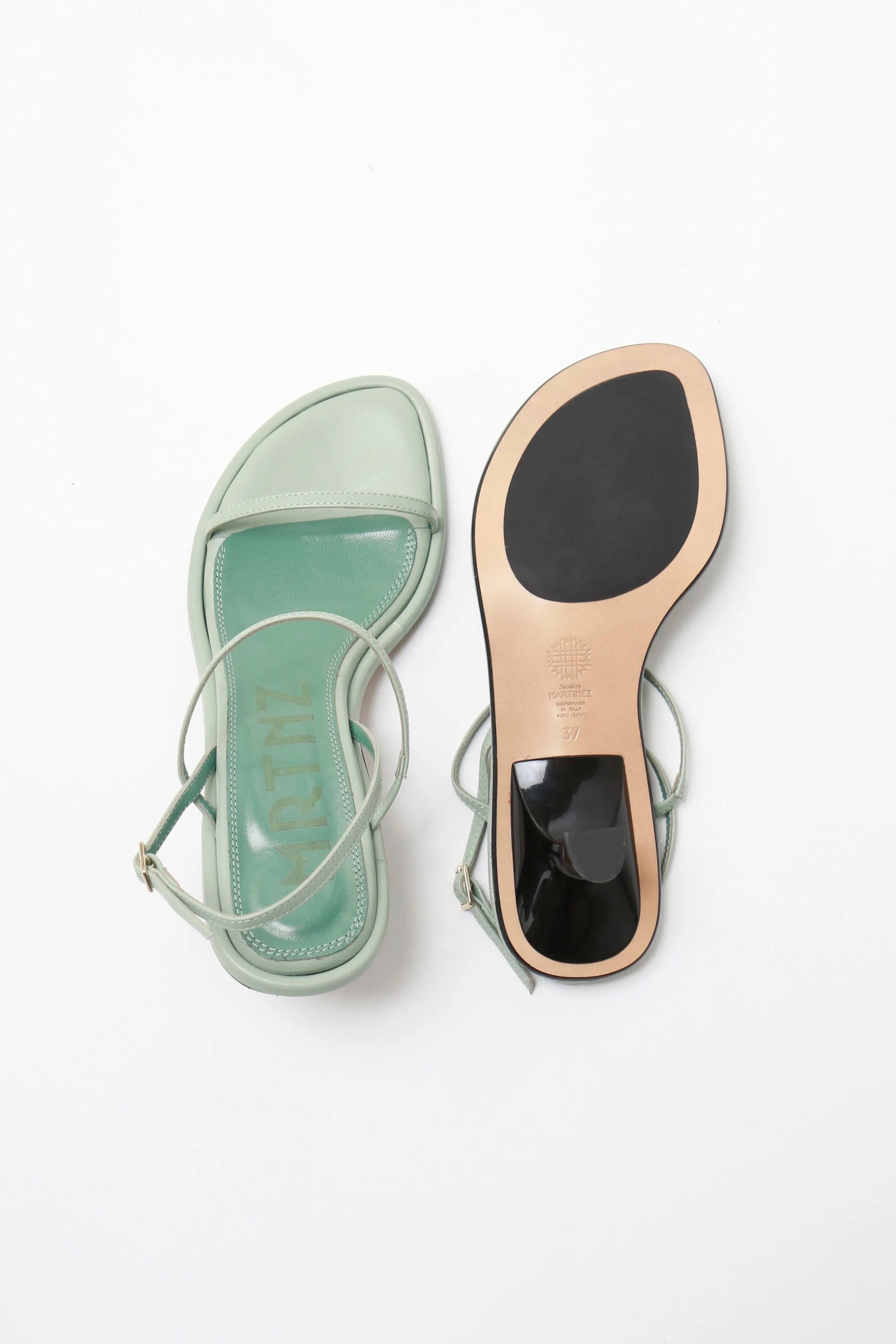 Souliers Martinez - Ivone Sandal: Green Leather