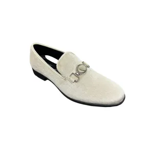 Velvet Loafer W/ Buckle | Antonio (Cream)