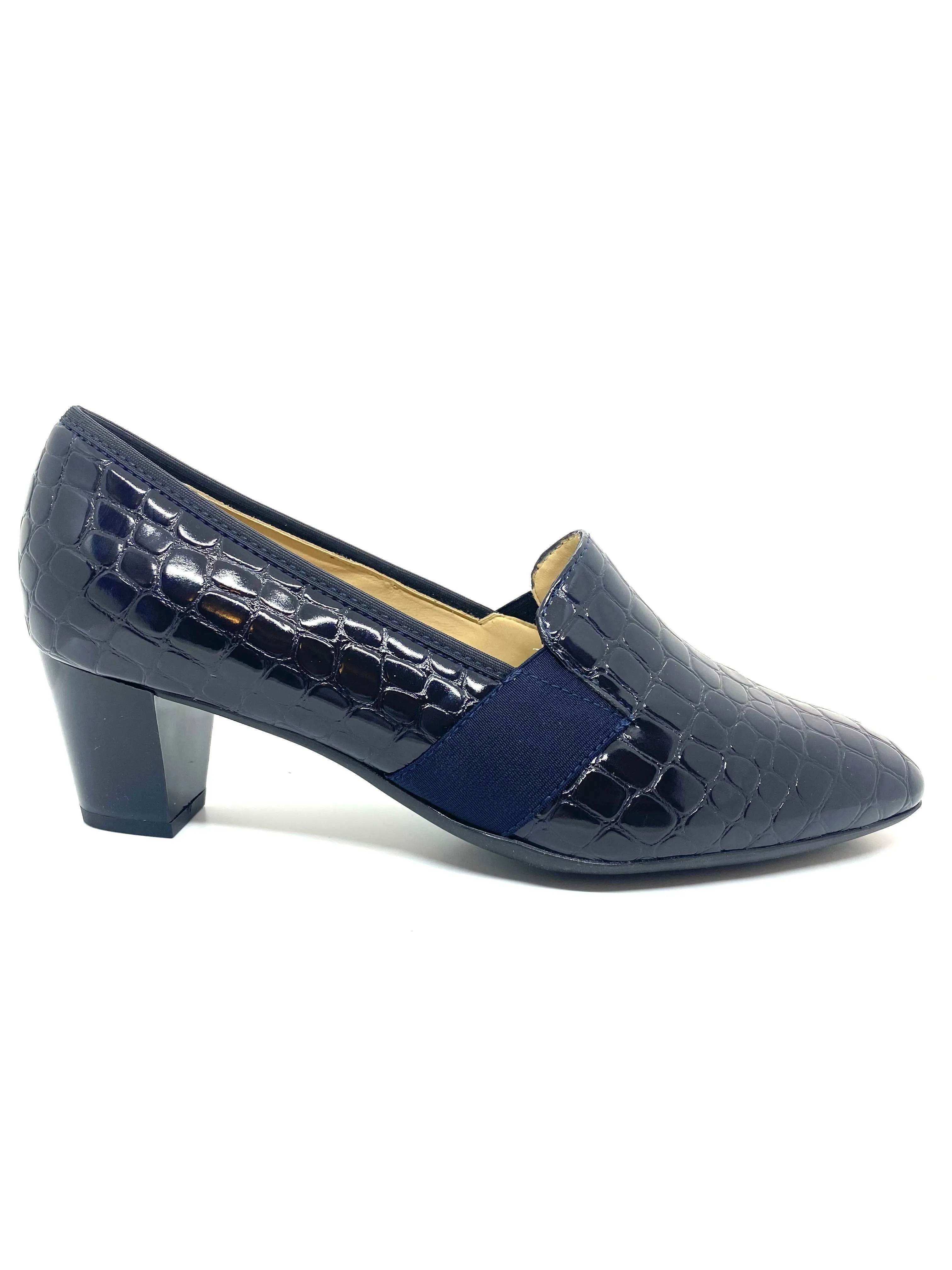 Verona Mid Heel Croc Loafer Shoe