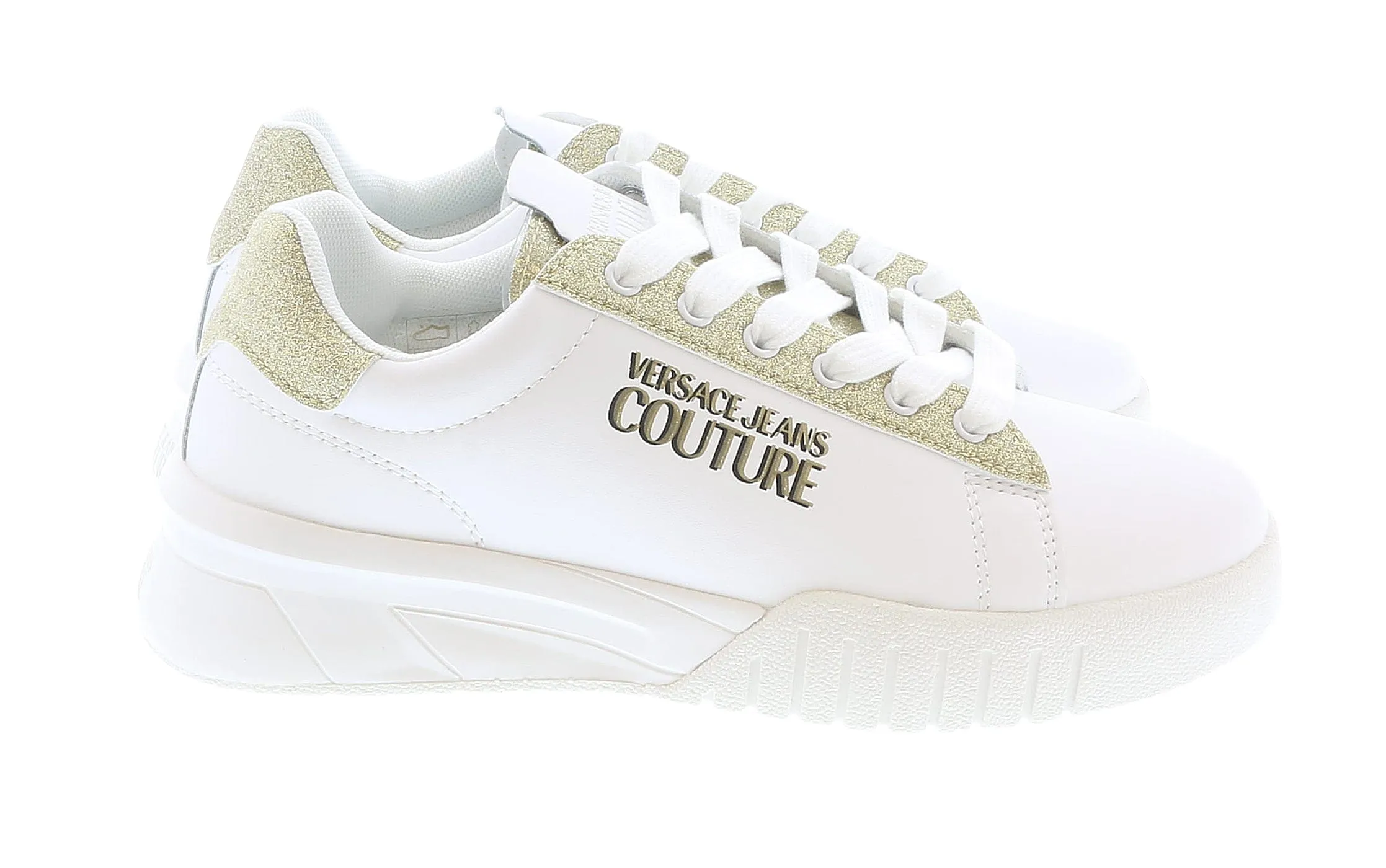 Versace Jeans Couture Low Top Signature Glitter White/Gold Sneakers-