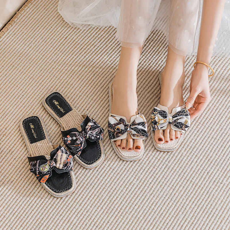 Women Fashion Bowknot Casual Summer Slides