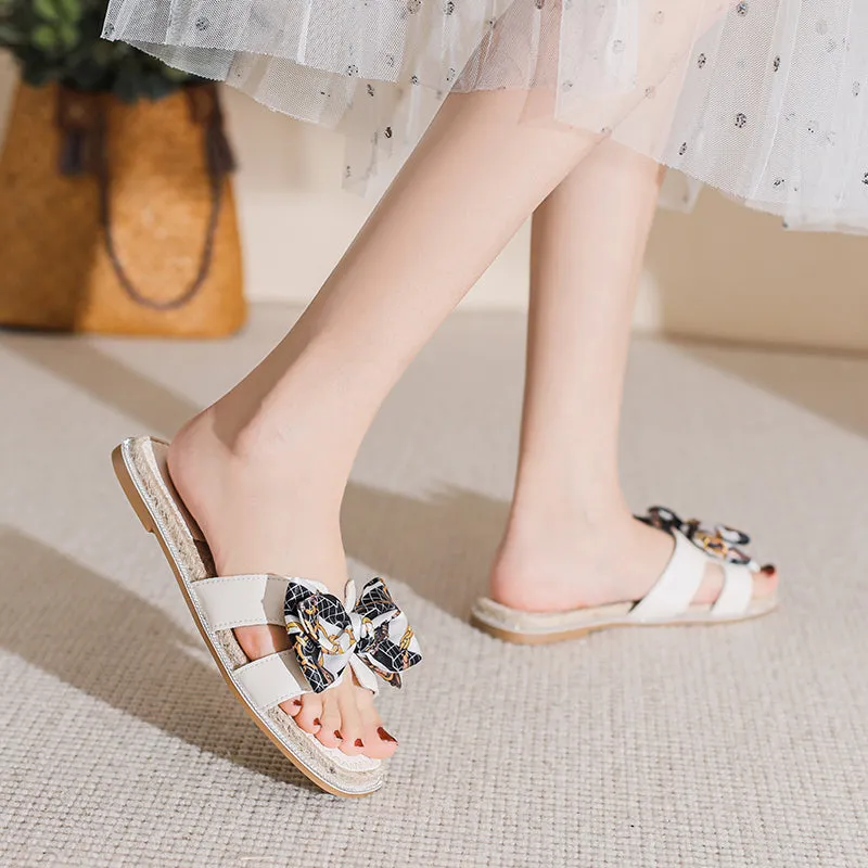 Women Fashion Bowknot Casual Summer Slides