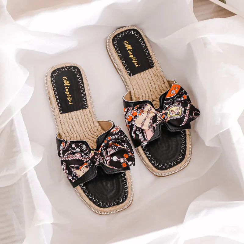 Women Fashion Bowknot Casual Summer Slides