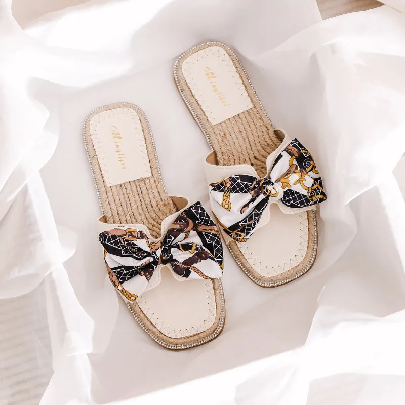 Women Fashion Bowknot Casual Summer Slides