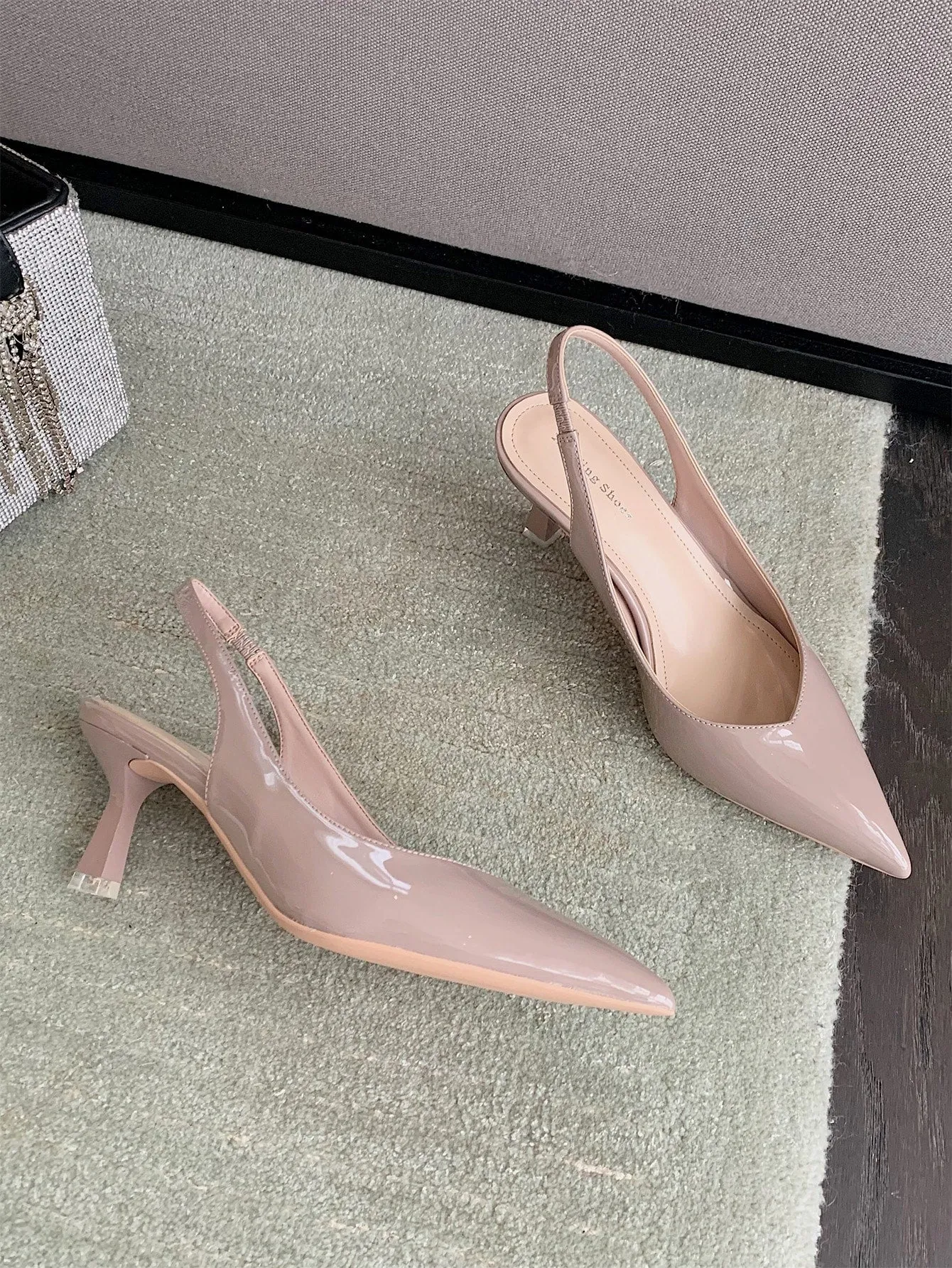 Women's Elegant Beige Solid Color Open Back Pointed-toe Pyramid Heel Stiletto Sandals