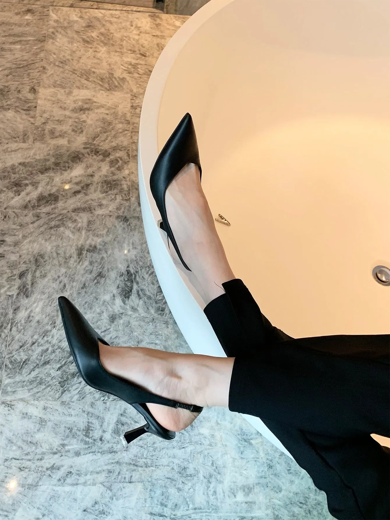 Women's Elegant Beige Solid Color Open Back Pointed-toe Pyramid Heel Stiletto Sandals