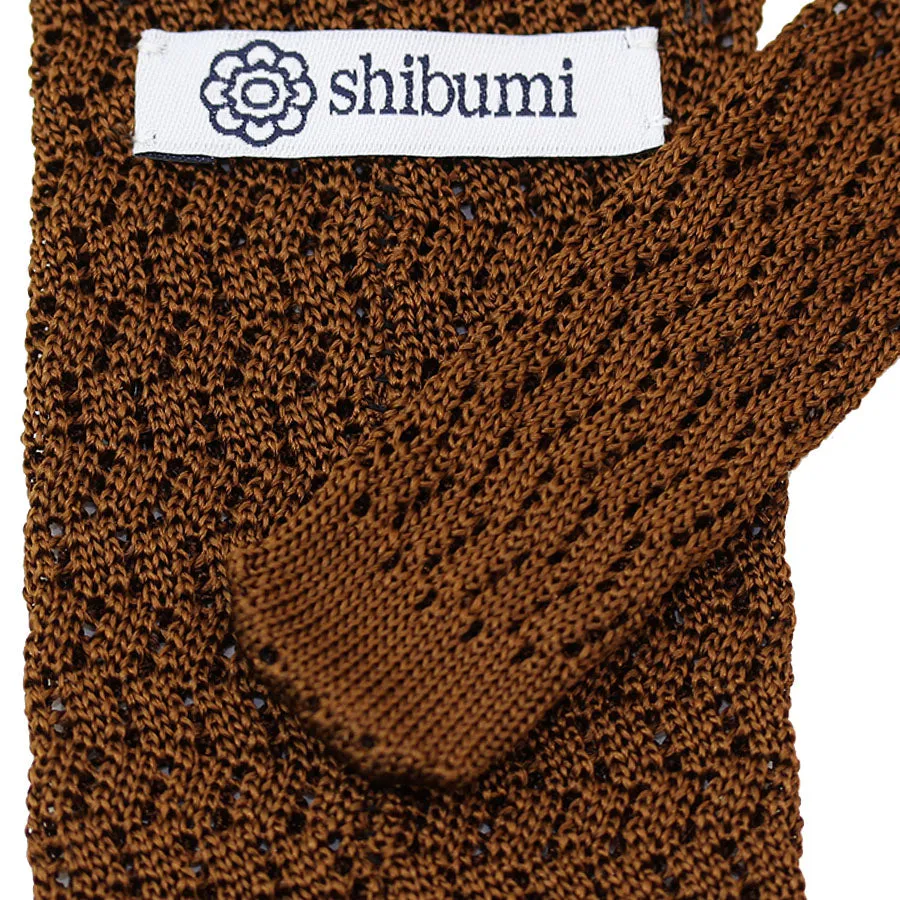 Zigzag Silk Knit Tie - Copper