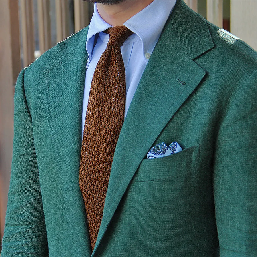 Zigzag Silk Knit Tie - Copper